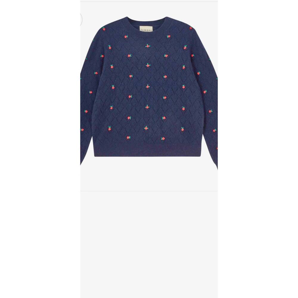 NEW JUMPER1234 women's fancy floral crew jumper in v1_new navy_red_greeb